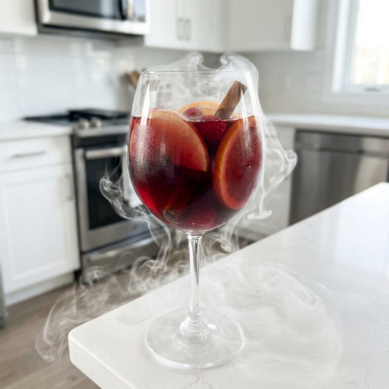 Haunted Sangria with Dry Ice Apple Slices Cocktail Recipe