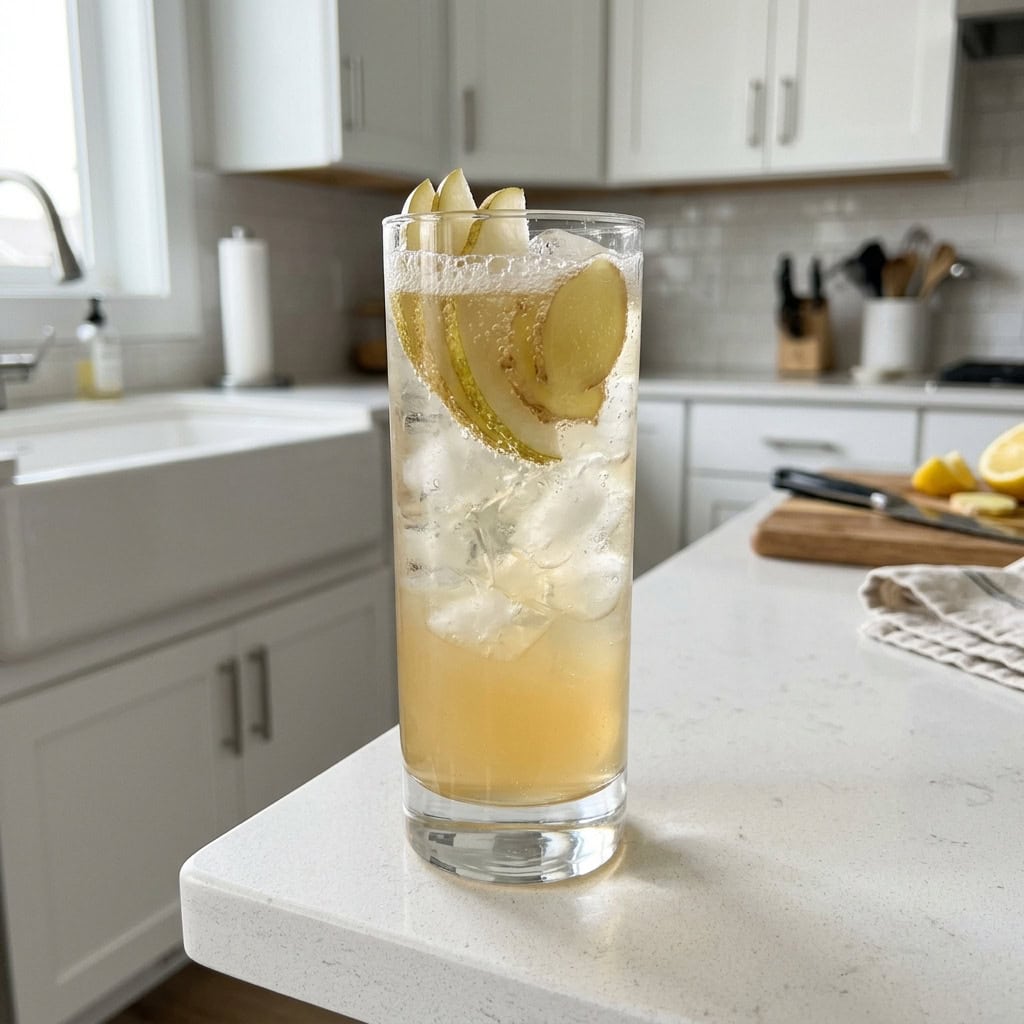 Pear and Ginger Vodka Collins Cocktail Recipe