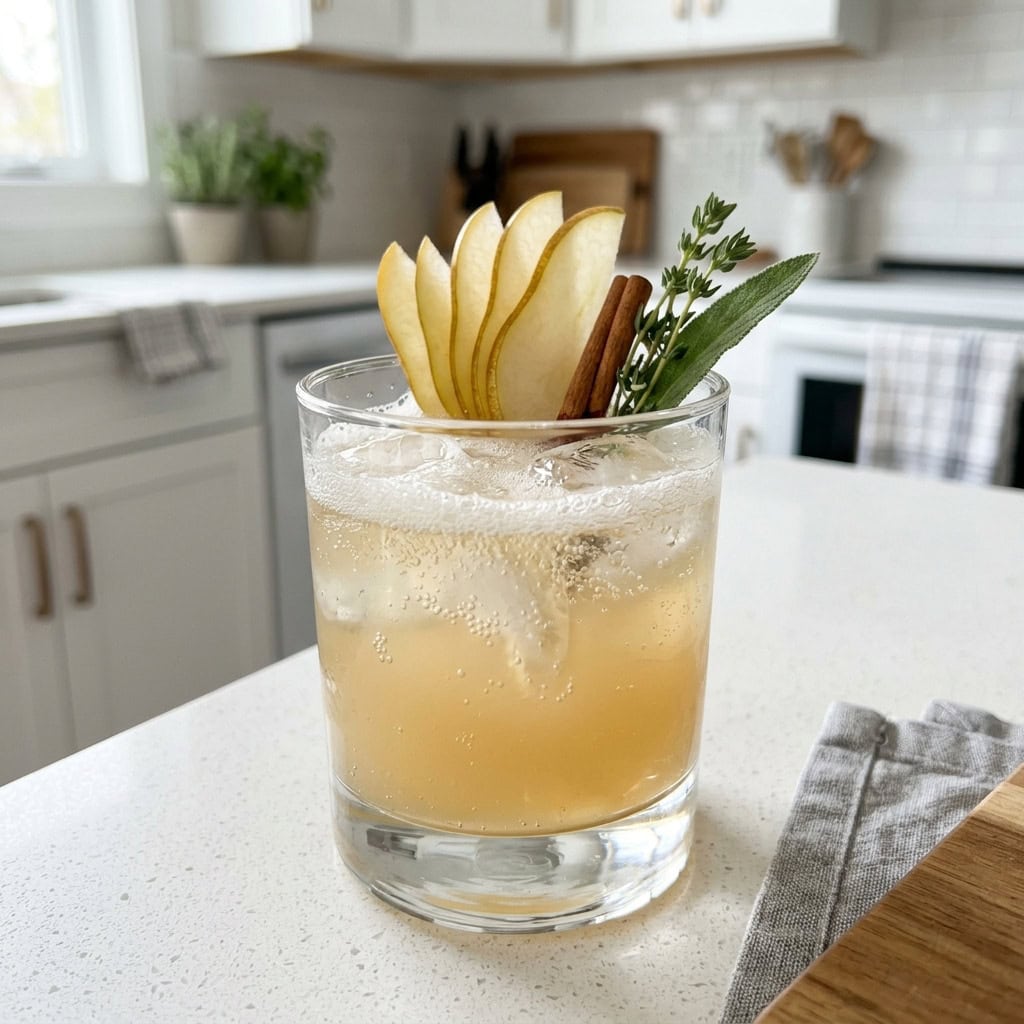 Spiced Pear Bourbon Fizz Cocktail Recipe