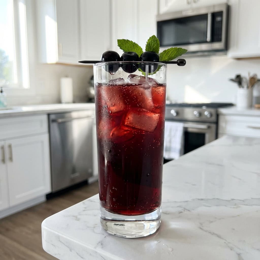 Spooky Black Cherry Bourbon Smash Cocktail Recipe