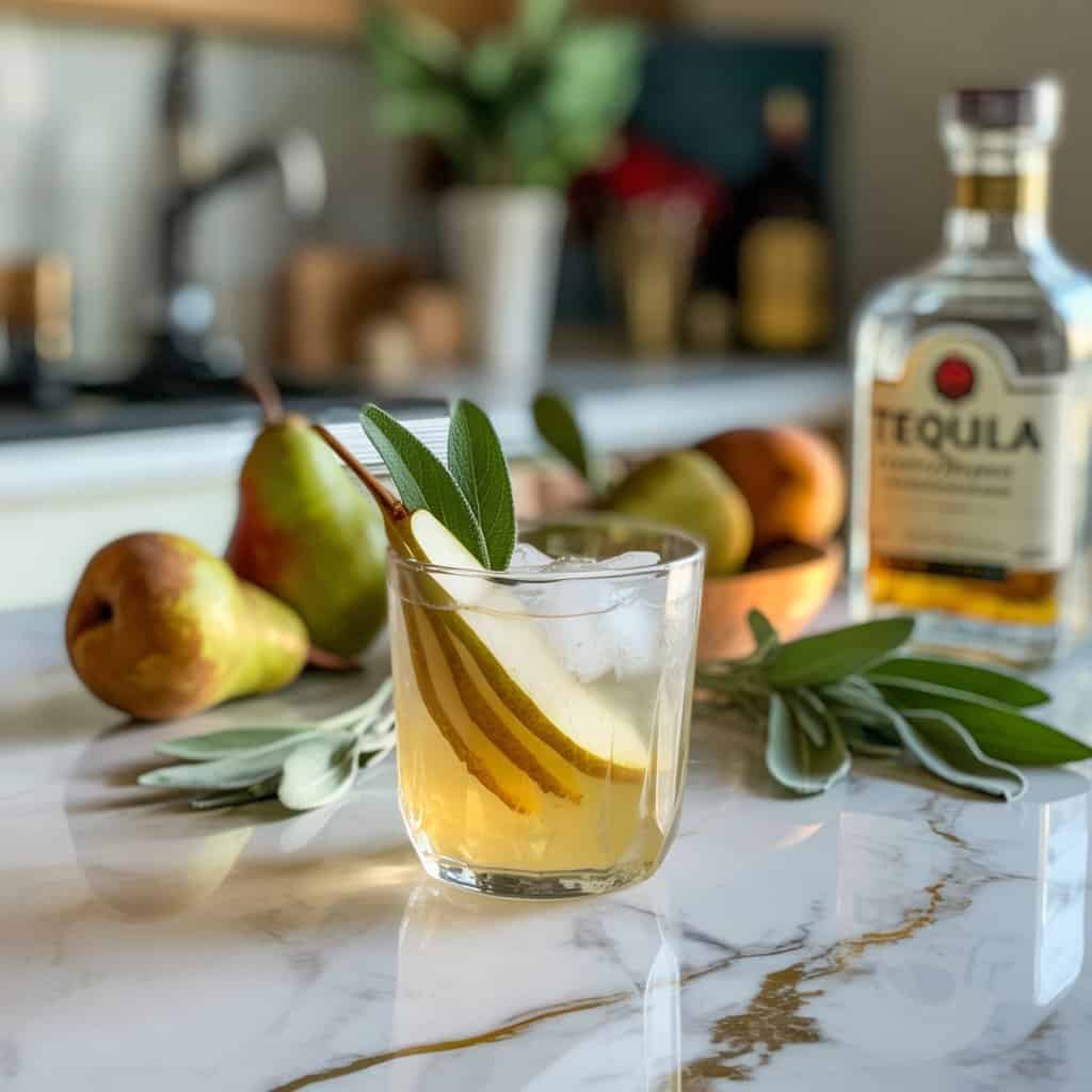 Pear and Sage Tequila Smash Cocktail Recipe