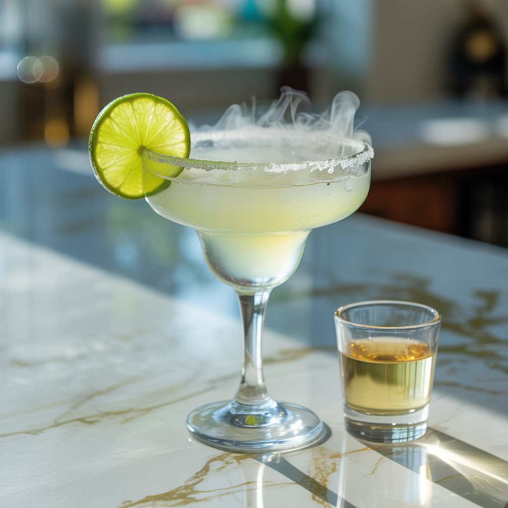 Dry Ice Fog Margarita with Lime and Tequila Cocktail Recipe