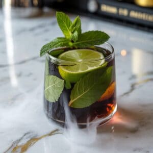 Black Magic Mojito with Mint and Dry Ice Cocktail Recipe