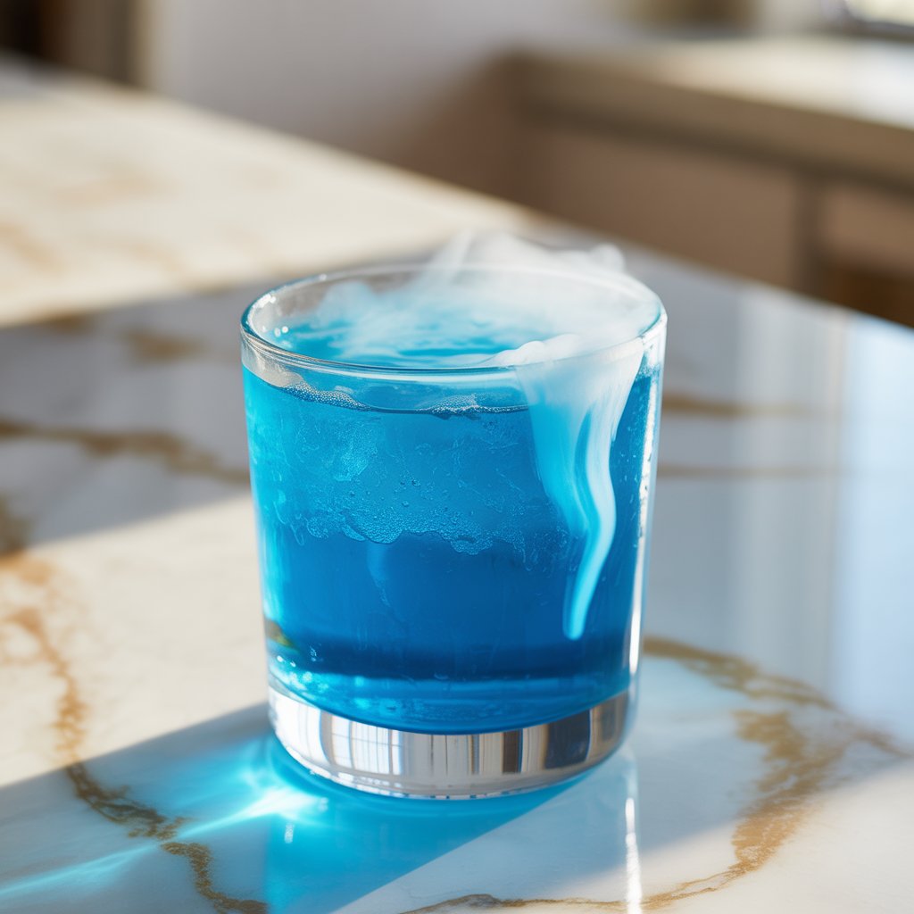 Dry Ice Blue Lagoon with Blue Curacao Cocktail Recipe