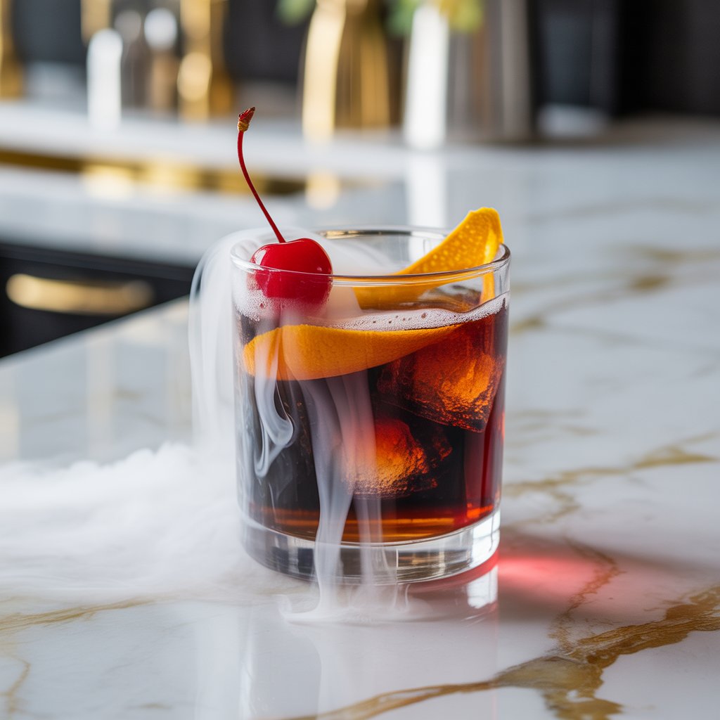 Dry Ice Cherry Cola Old Fashioned Cocktail Recipe