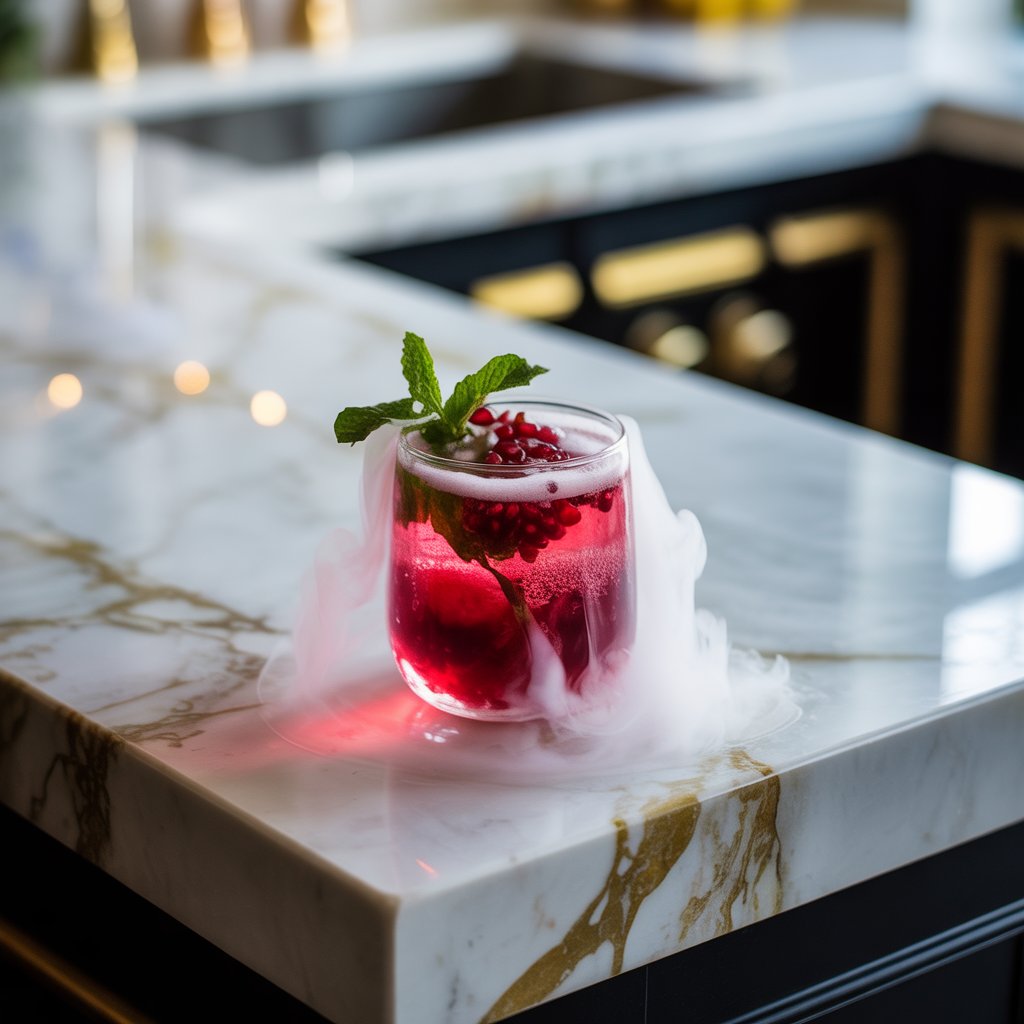 Dry Ice Pomegranate Gin Fizz Cocktail Recipe