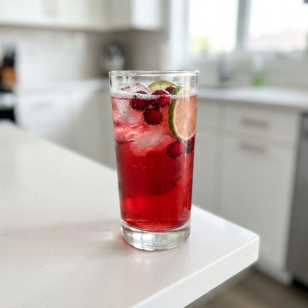 Holiday Cranberry Gin Fizz Cocktail Recipe