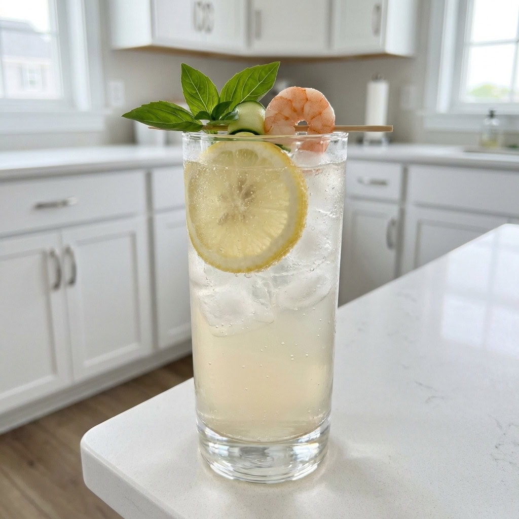 Lemon Basil Prawn Collins Cocktail Recipe
