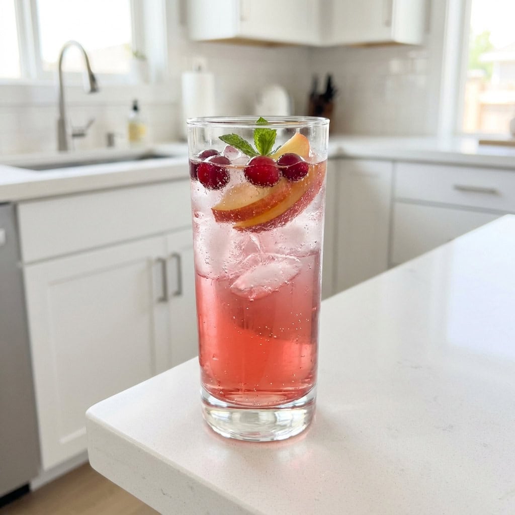 Peach Cranberry Cooler Mocktail Recipe