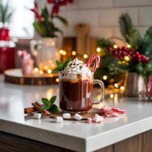 Peppermint Whiskey Hot Chocolate Cocktail Recipe