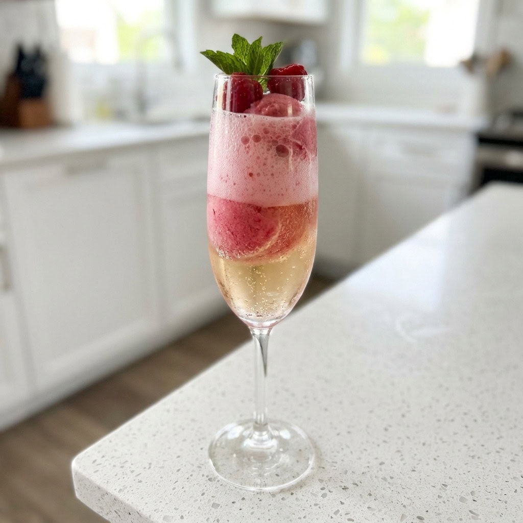 Raspberry Champagne Float Cocktail Recipe