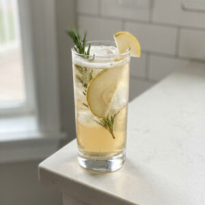 Rosemary Pear Gin Fizz Cocktail Recipe