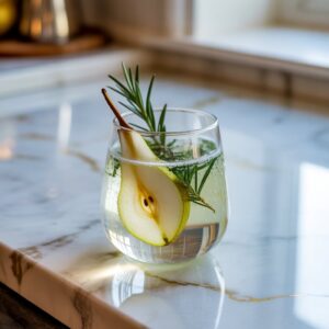 Rosemary Pear Gin Fizz Cocktail Recipe