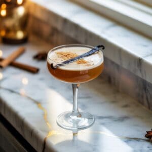 Vanilla Bean Whiskey Flip Cocktail Recipe