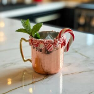 Peppermint Mule with Crushed Candy Canes Cocktail Recipe