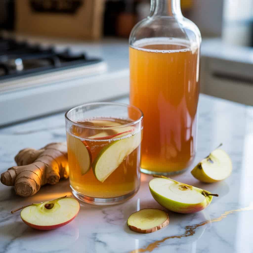 Apple Ginger Kombucha Mocktail Recipe