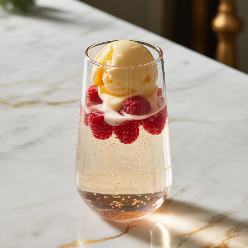 Raspberry Champagne Float Cocktail Recipe