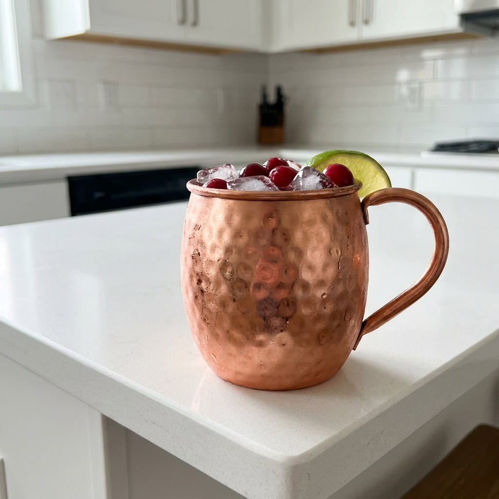 Cranberry Lime Mule with Fresh Cranberries
