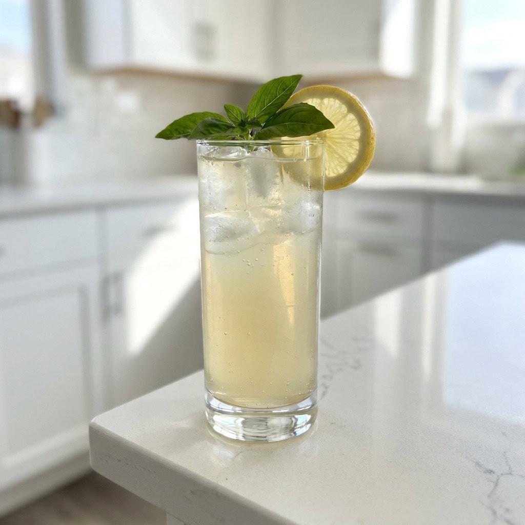 Lemon Basil Vodka Collins Cocktail Recipe