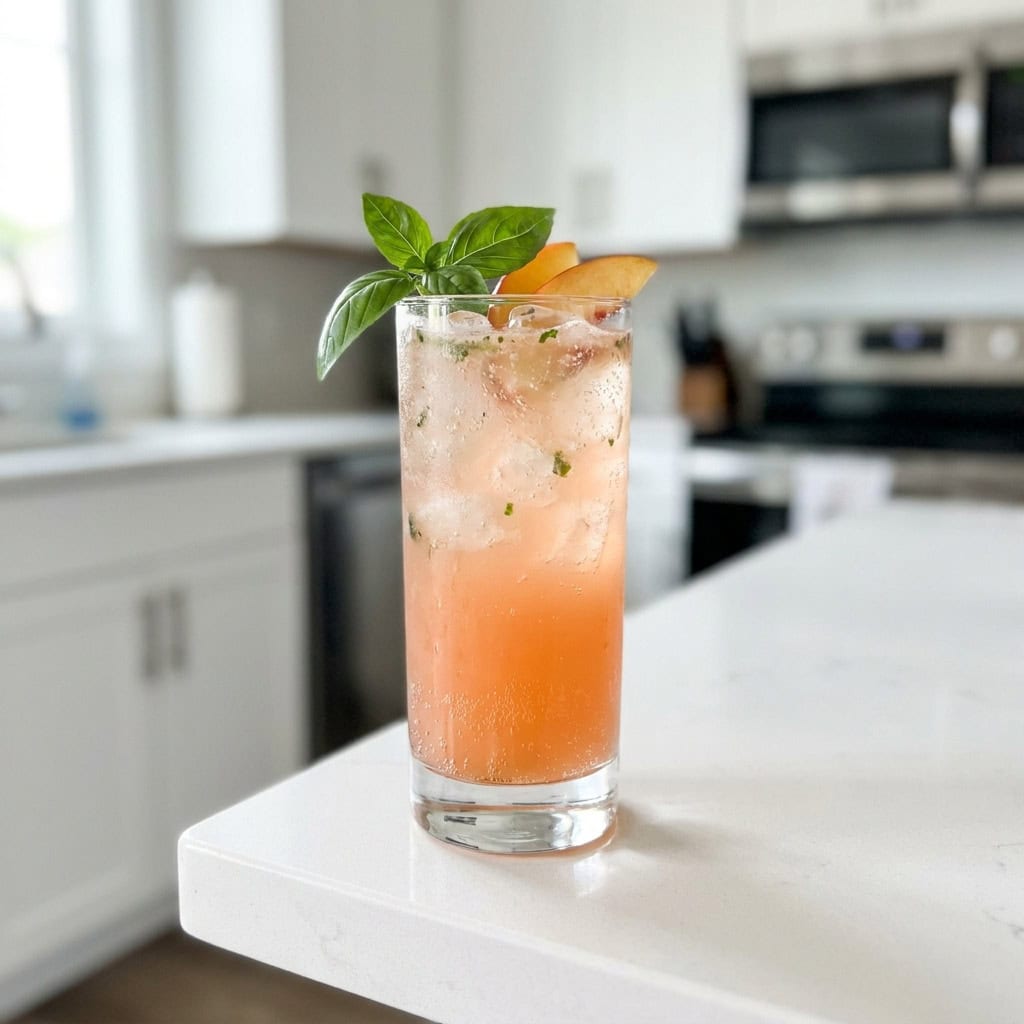 Sparkling Peach and Basil Cooler Recipe