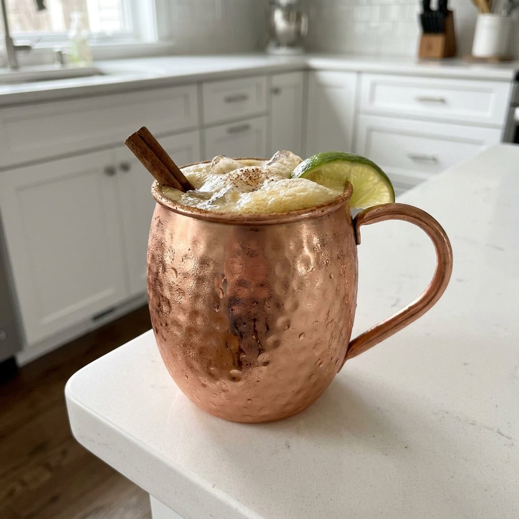 Spiced Apple Mule with Apple Cider and Cinnamon Cocktail Recipe