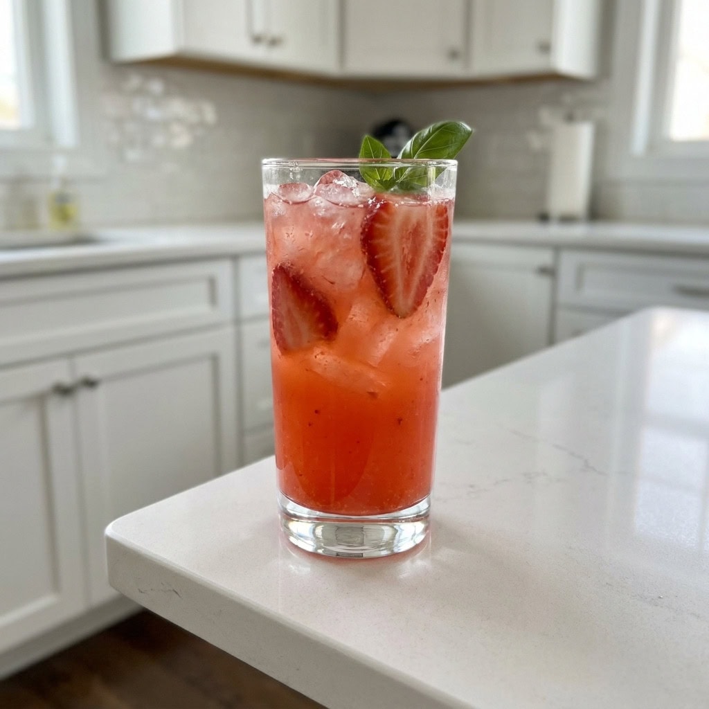 Strawberry Basil Lemonade Mocktail Recipe