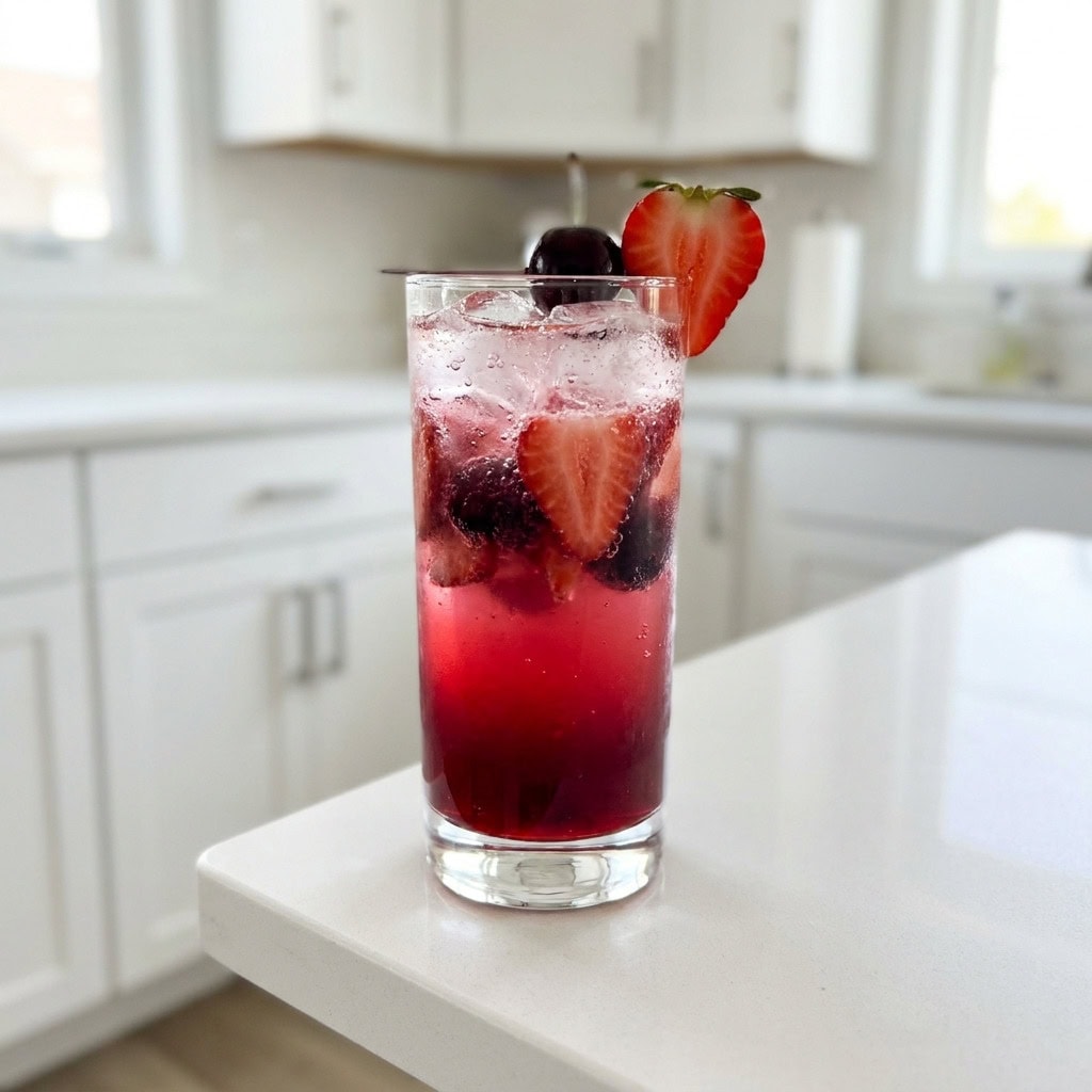 Strawberry Cherry Soda Mocktail Recipe