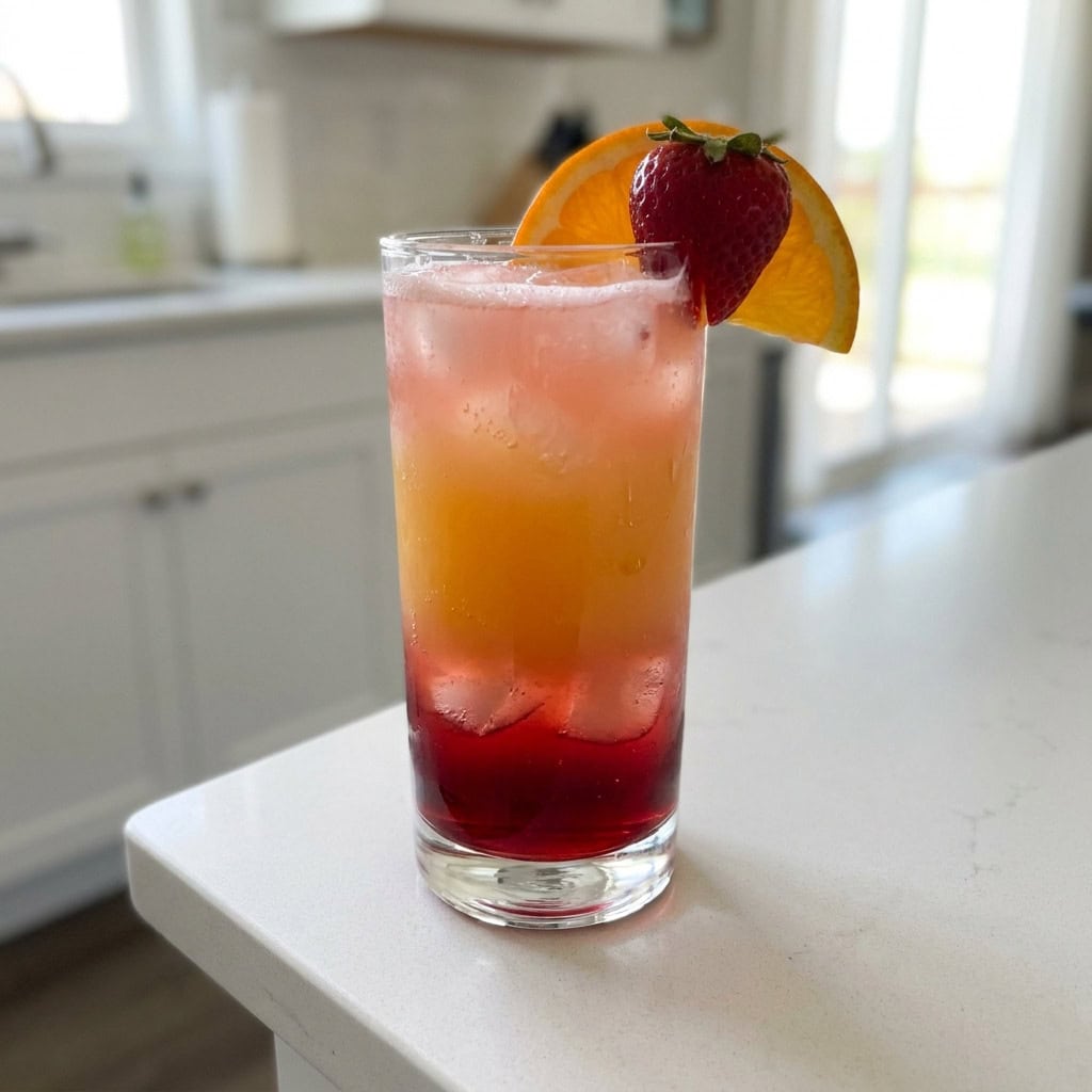 Strawberry Orange Sunrise Mocktail Recipe