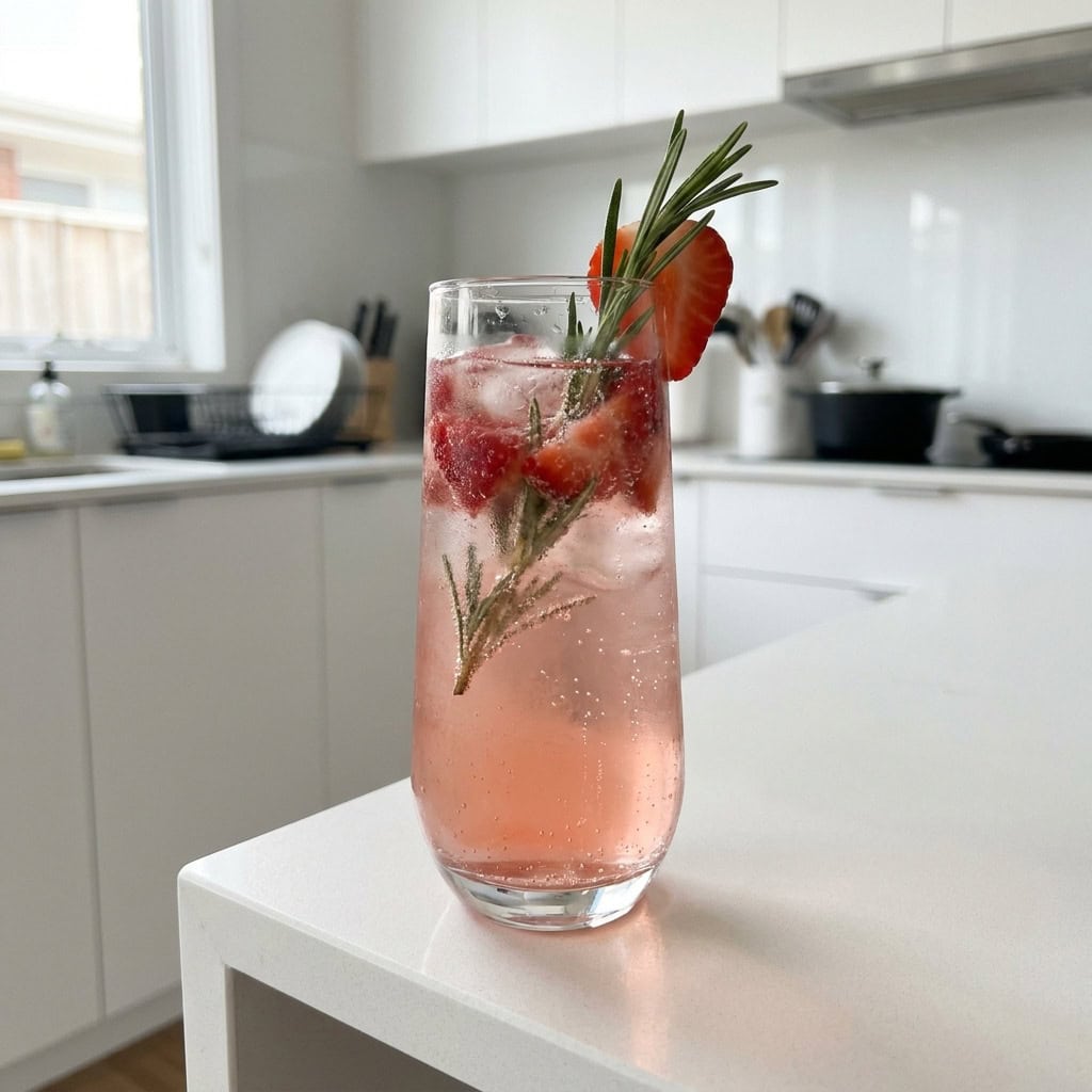 Strawberry Rosemary Spritzer Mocktail Recipe