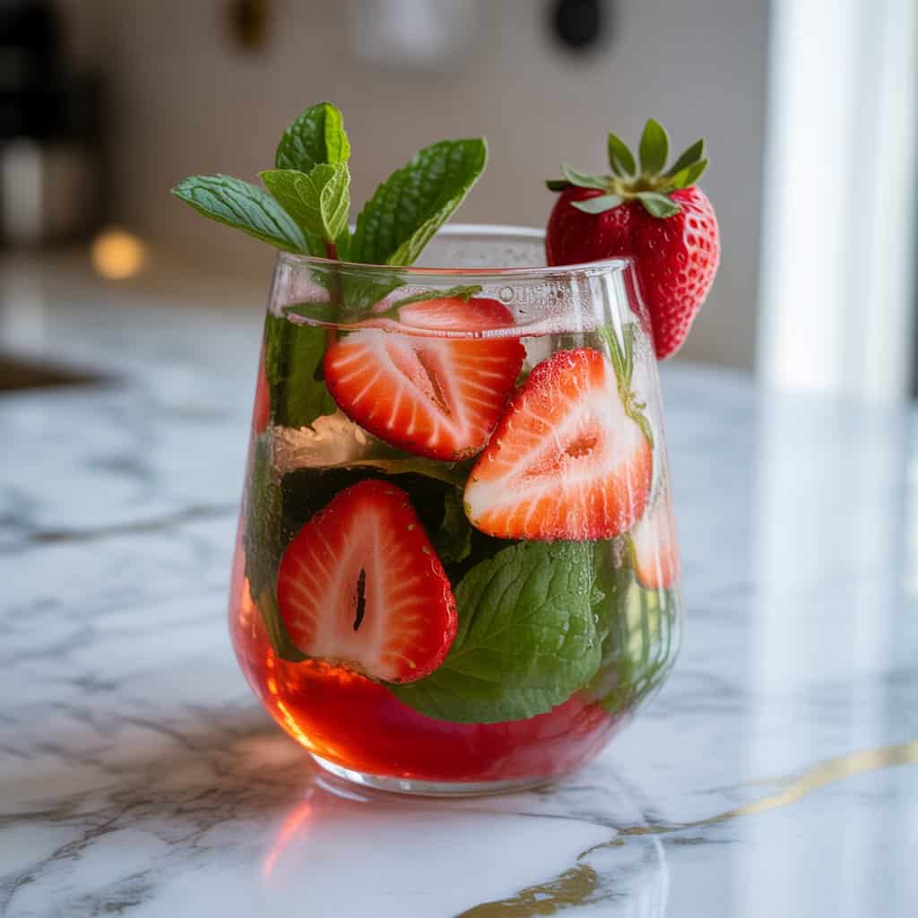 Strawberry Green Tea Refresher Mocktail Recipe