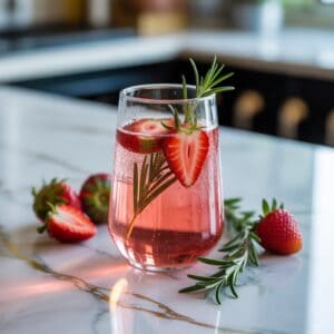 Strawberry Rosemary Spritzer Mocktail Recipe