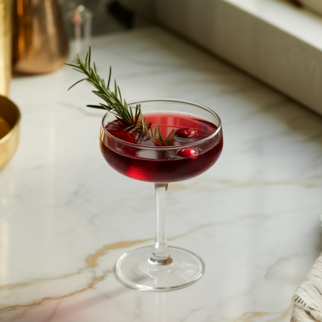 Cranberry Manhattan with Rosemary Cocktail Recipe