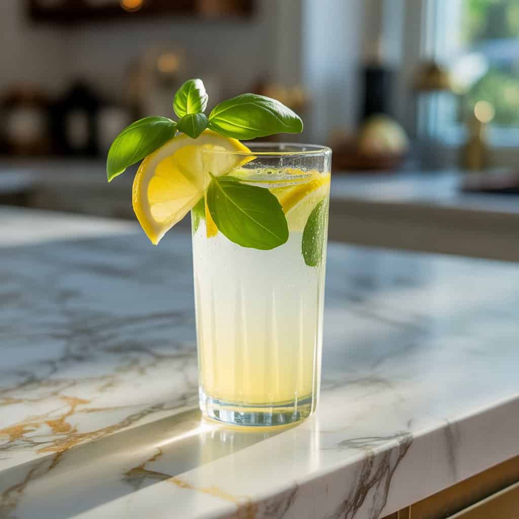 Lemon Basil Vodka Collins Cocktail Recipe