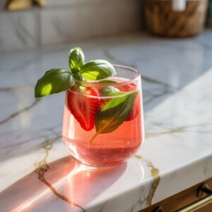 Strawberry Basil Lemonade Mocktail Recipe