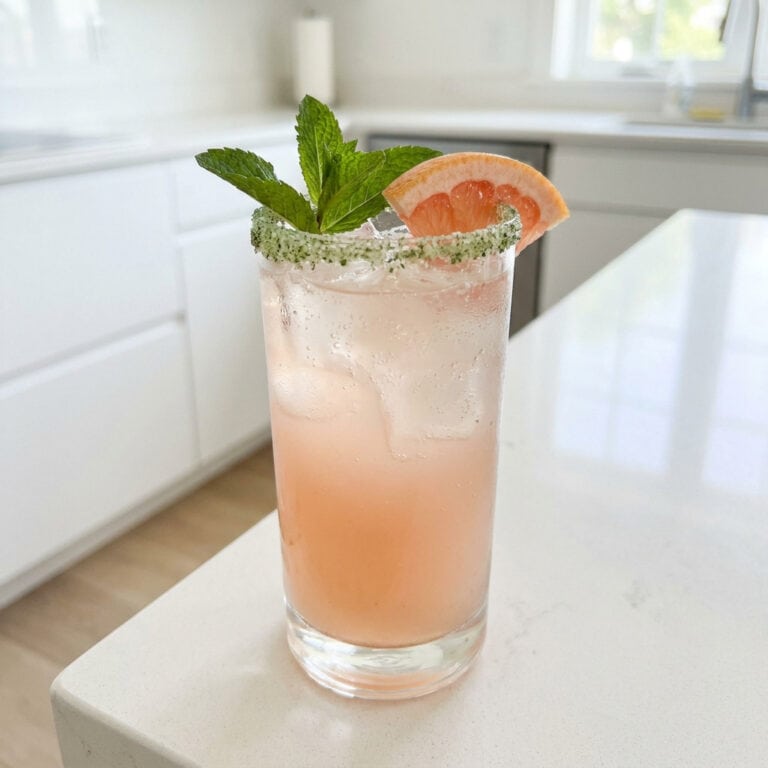 Paloma With Grapefruit And Mint Sugar Rim Cocktail Recipe