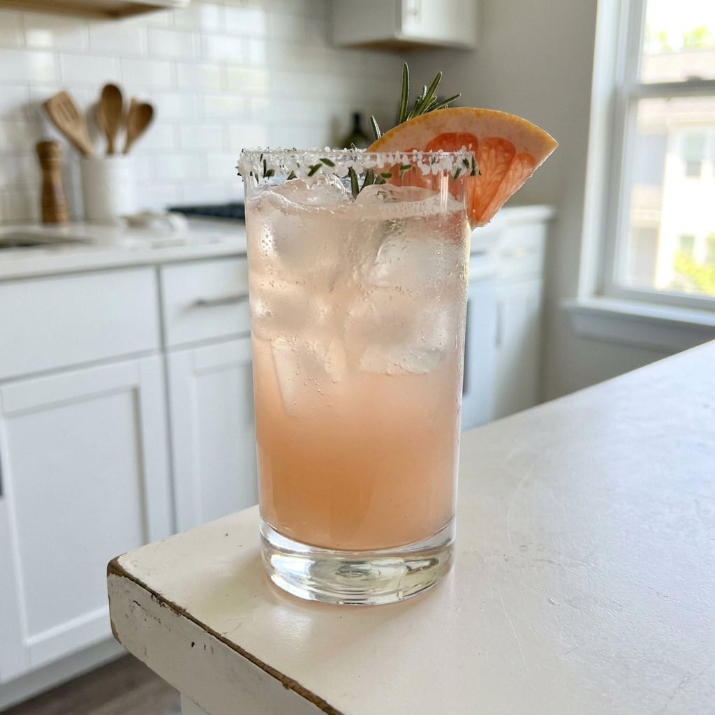 Paloma With Grapefruit And Rosemary Salt Rim Cocktail Recipe