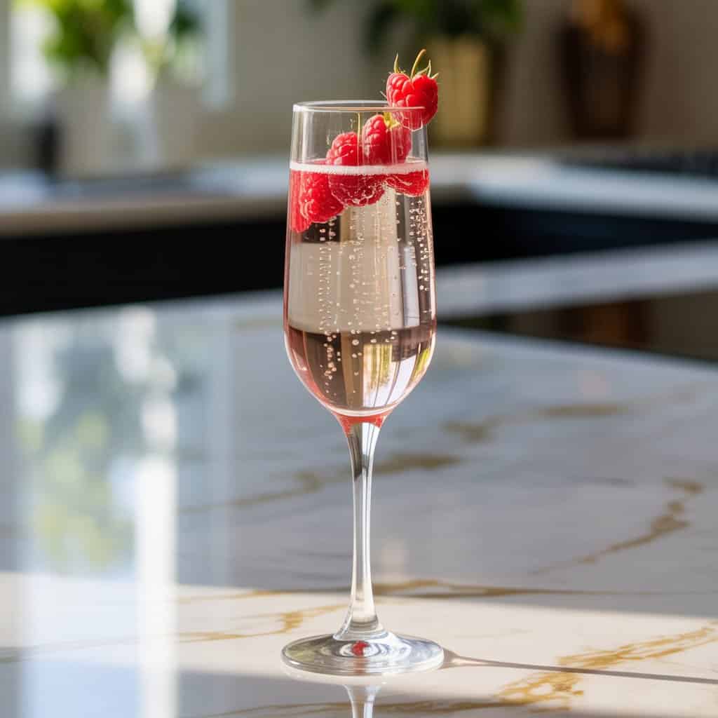 Prosecco With Raspberry Garnish Cocktail Recipe