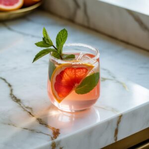 Paloma With Grapefruit And Mint Sugar Rim Cocktail Recipe
