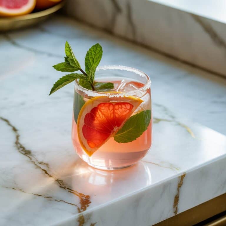 Paloma With Grapefruit And Mint Sugar Rim Cocktail Recipe