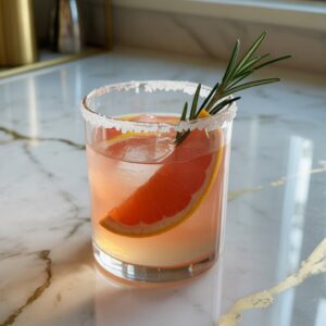 Paloma With Grapefruit And Rosemary Salt Rim Cocktail Recipe