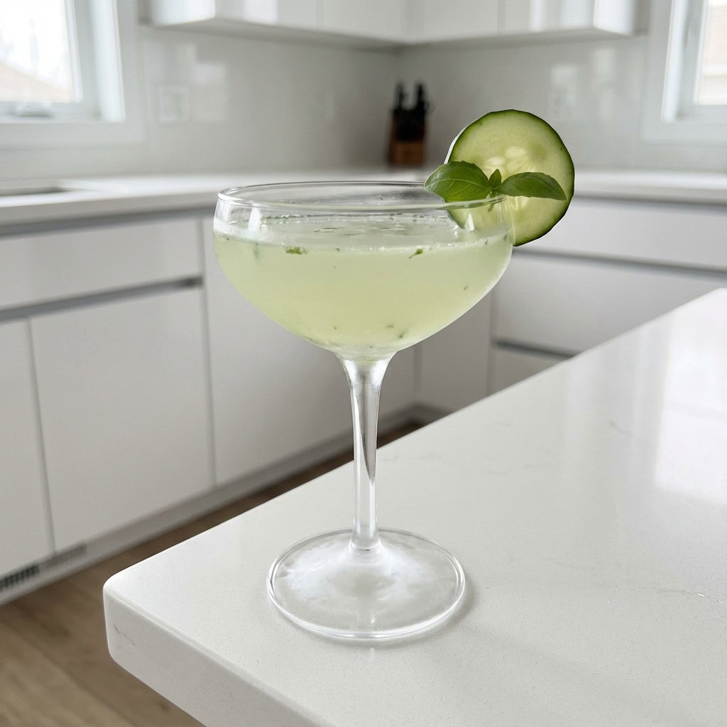 Cucumber Basil Lime Gimlet Cocktail Recipe