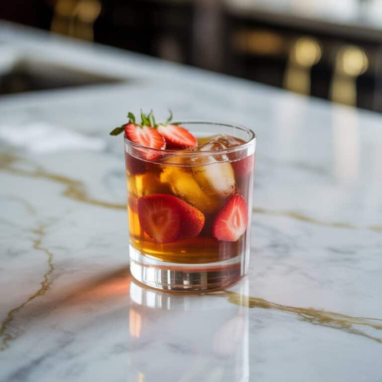 Hot Honey Strawberry Bourbon Smash Cocktail Recipe