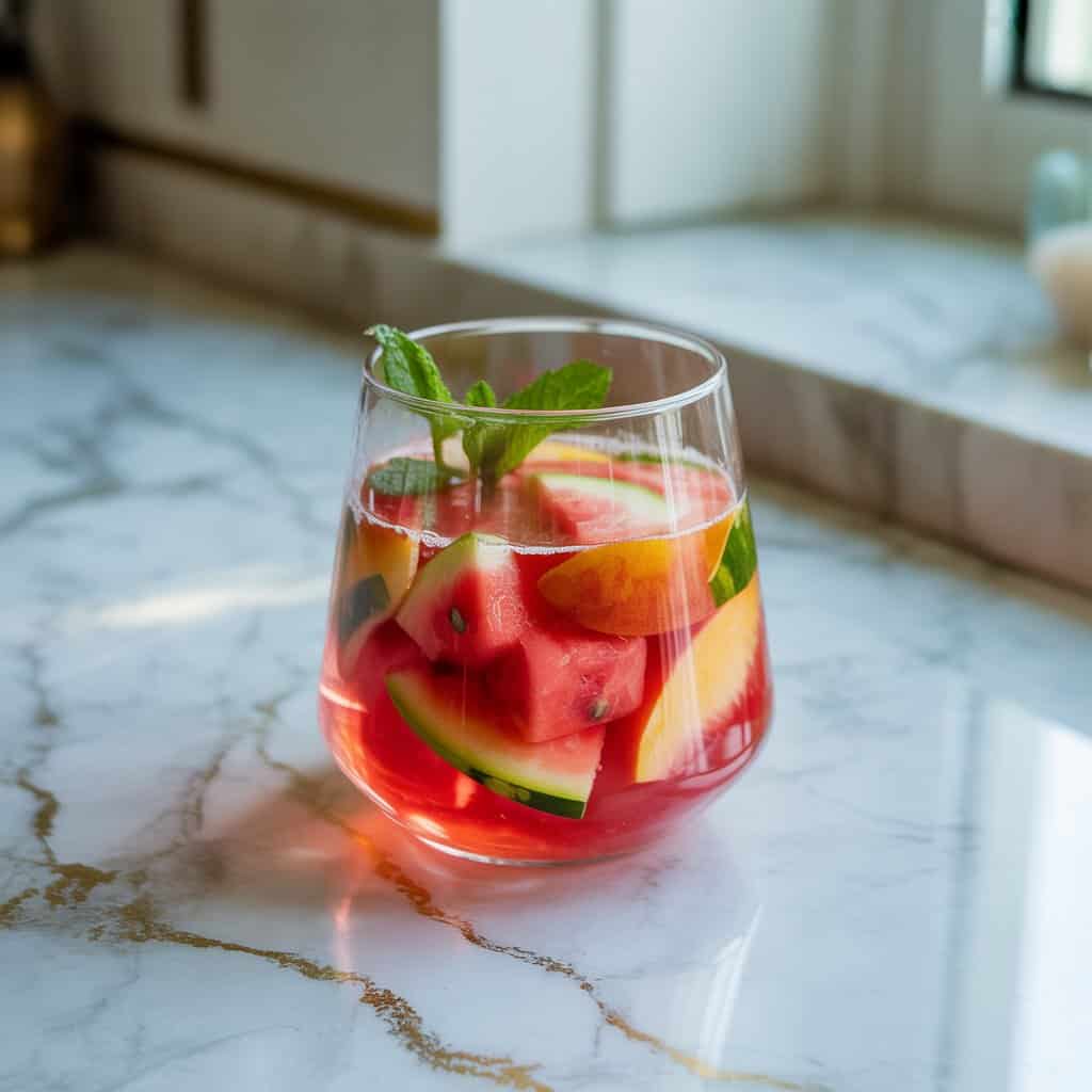 Watermelon Peach White Wine Summer Sangria Cocktail Recipe